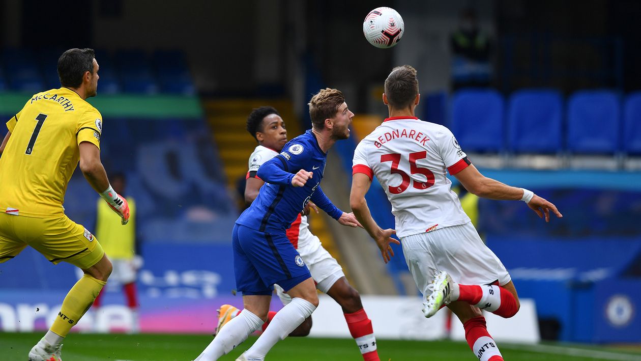 Timo Werner scores his second goal against Southampton