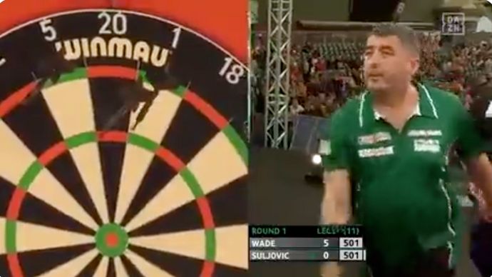 Mensur Suljovic opted for double 12 with his first dart of the leg