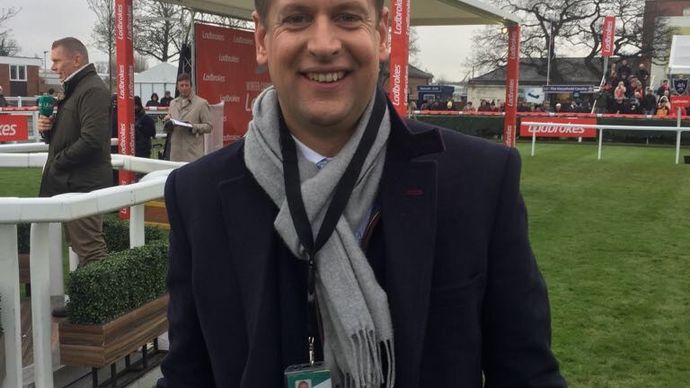 ITV's main man Ed Chamberlin gets ready for the afternoon's action