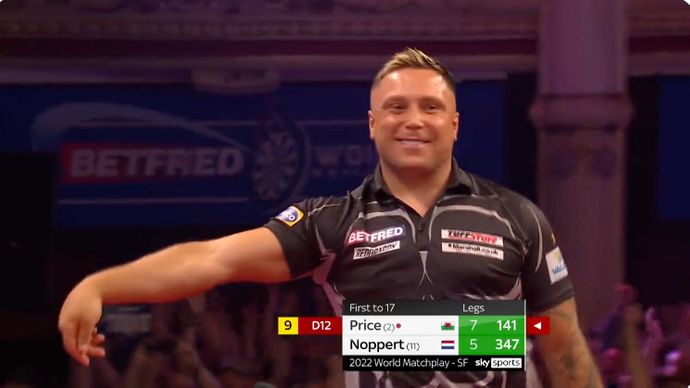 Scroll down to watch Gerwyn Price's nine-dart finish