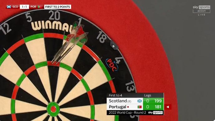 Jose de Sousa had 181 left... and hit 180 to bust his score (Sky Sports)