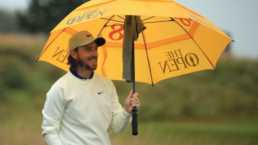 Tommy Fleetwood was all smiles despite the weather on Saturday