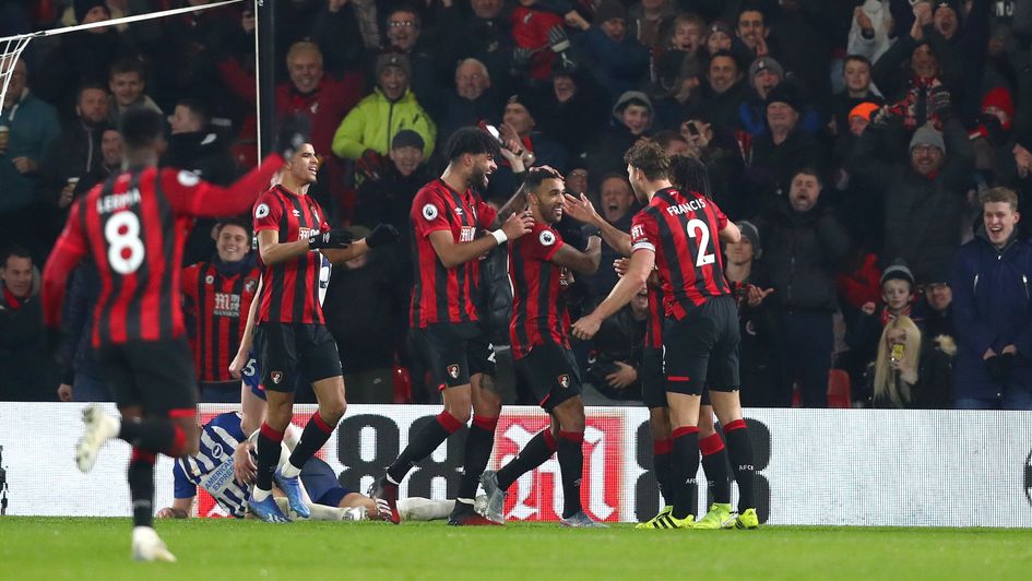 Bournemouth celebrate Callum Wilson's strike in their much-needed Premier League win over Brighton