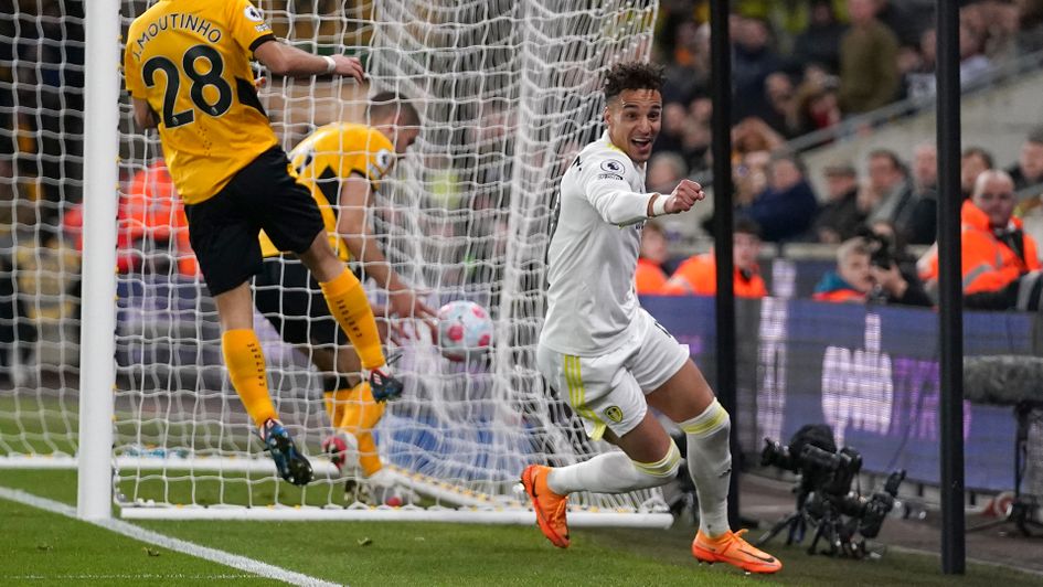 Rodrigo celebrates his goal against Wolves
