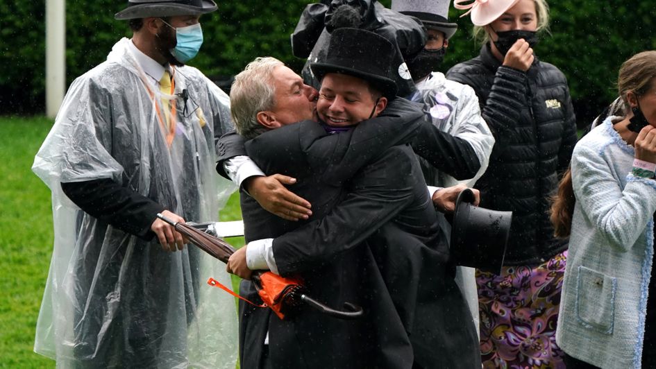 Wesley Ward celebrates as the stewards' decision is announced