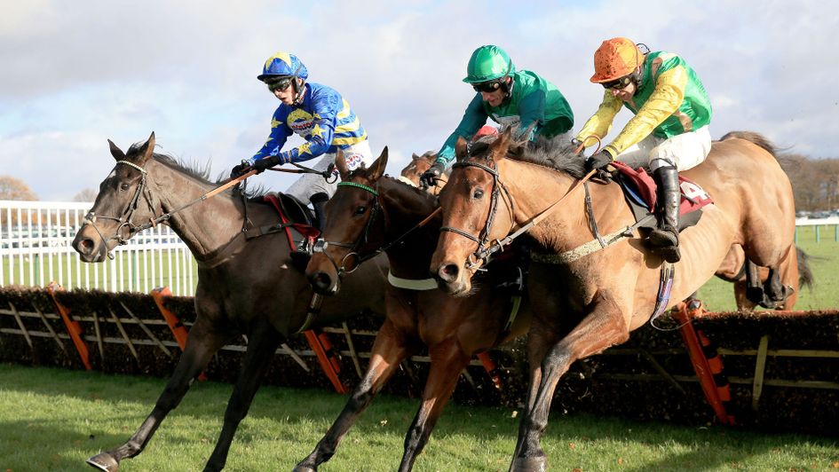Delire D'Estruval (centre) on his way to a hard-fought win