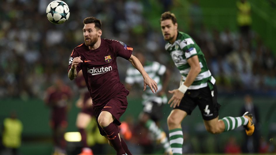 Lionel Messi goes in chase