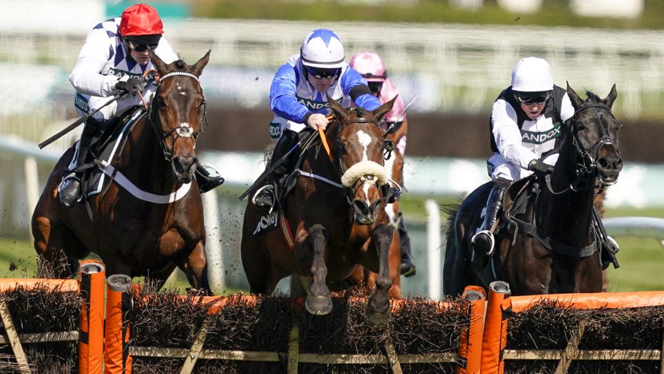 Belfast Banter jumps the last at Aintree