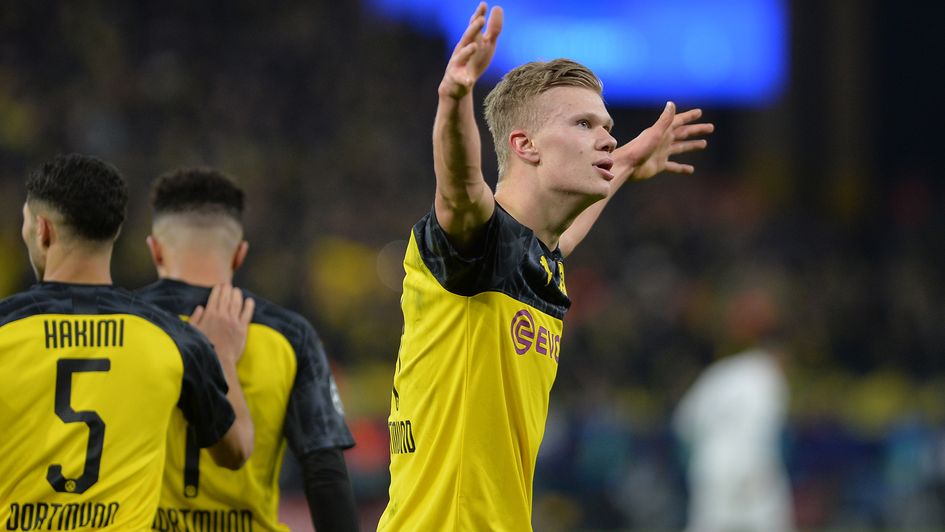Erling Haaland: Borussia Dortmund forward celebrates his double against PSG in the Champions League