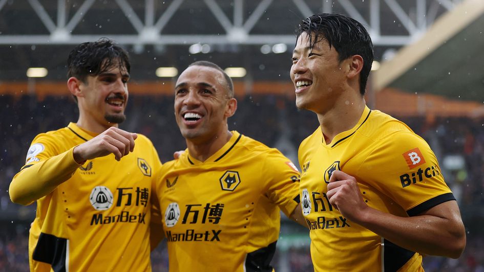 Wolves players celebrate their win over Newcastle