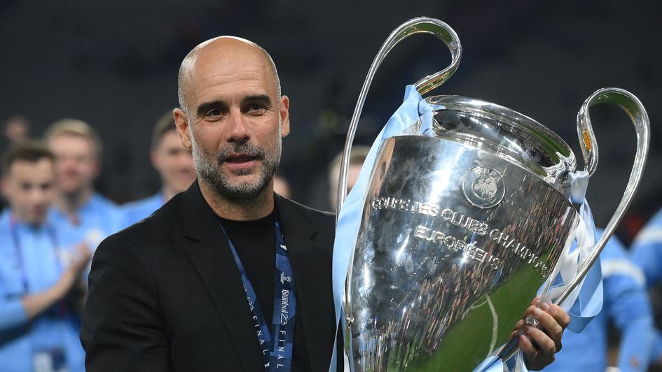Pep Guardiola with the Champions League trophy