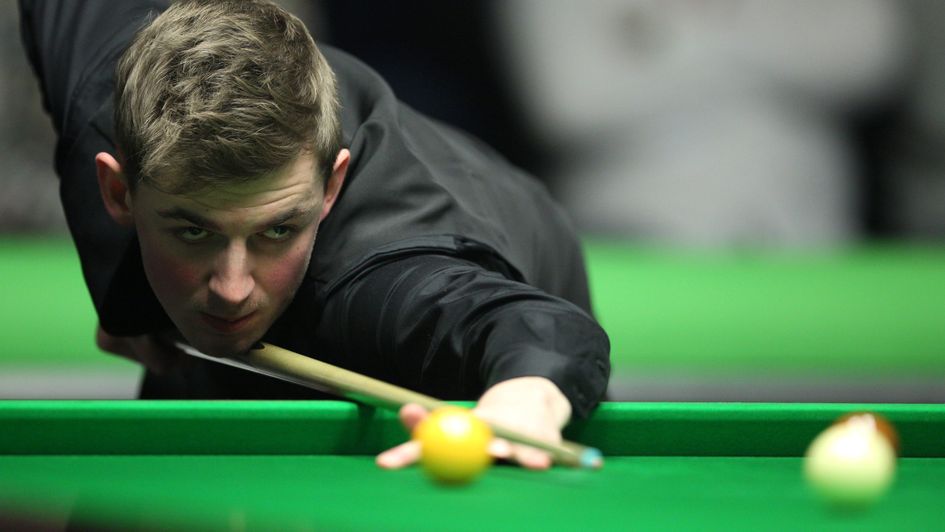James Cahill on his way to a stunning win over Mark Selby