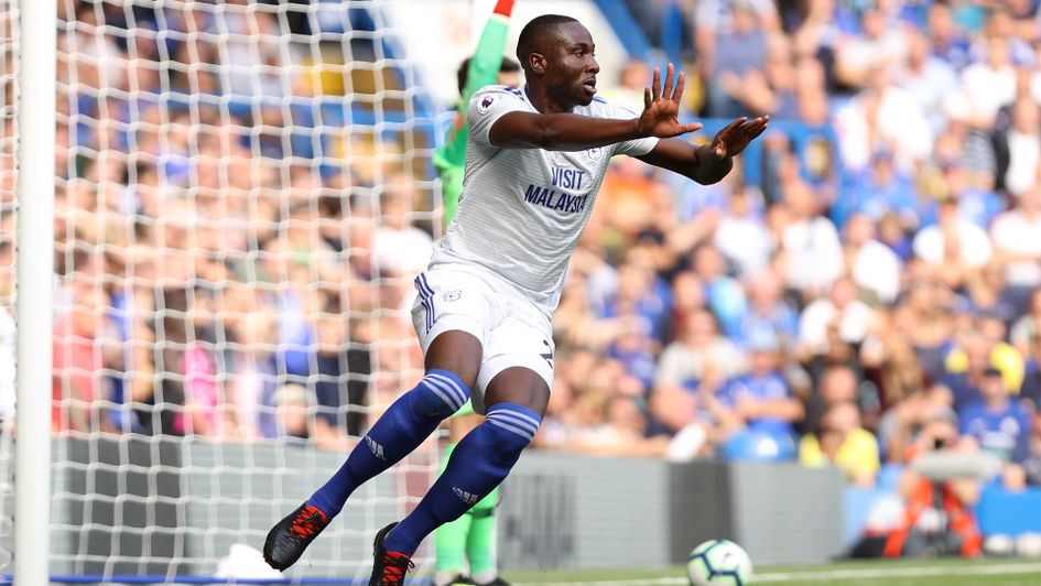 Sol Bamba celebrates after scoring for Cardiff against Chelsea