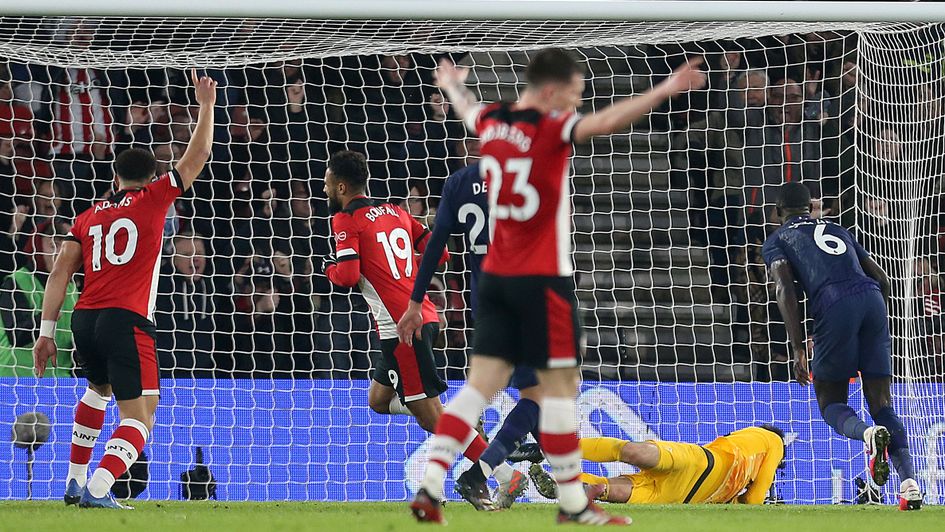 Sofiane Boufal: Southampton ace celebrates his goal against Tottenham in the FA Cup