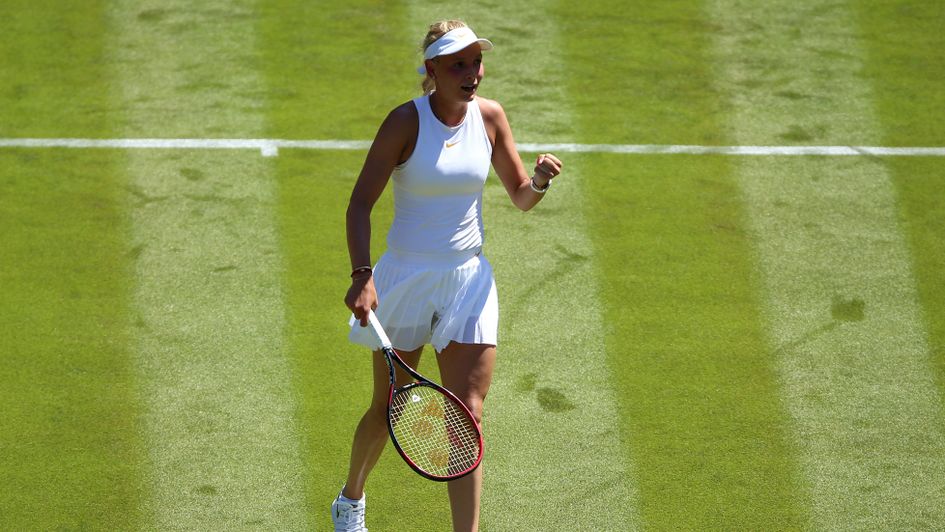 Donna Vekic celebrates her victory