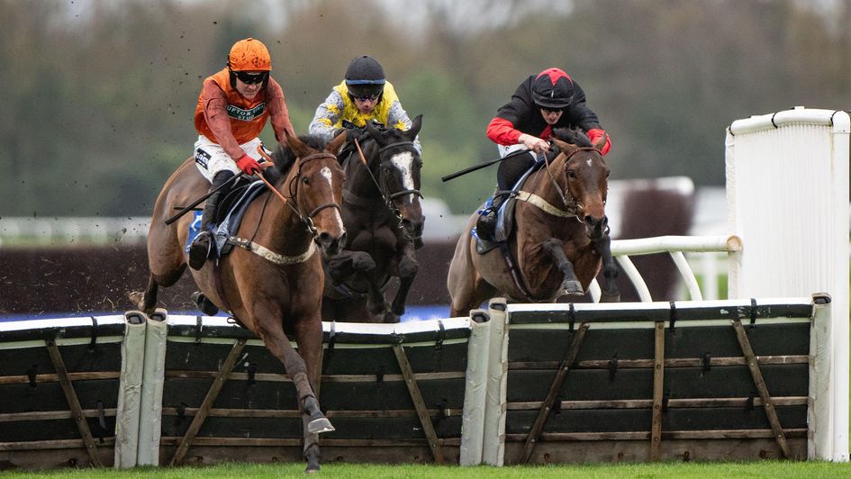 Action from the juvenile hurdle at Newbury