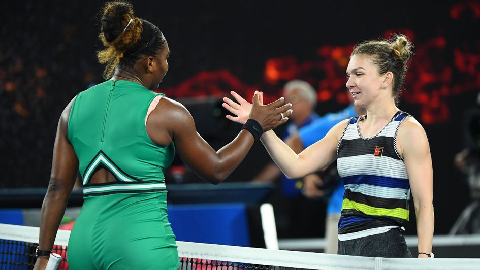 Serena Williams and Simona Halep at the end of an epic battle