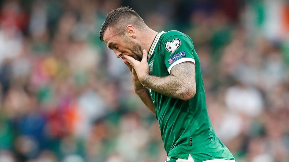 Shane Duffy celebrates his goal against Azerbaijan
