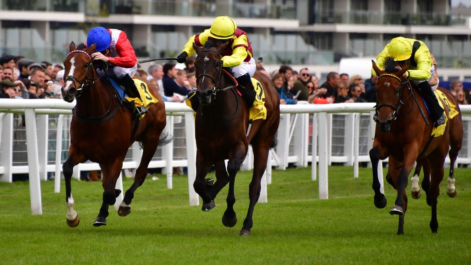 Folgaria (centre) wins at Newbury