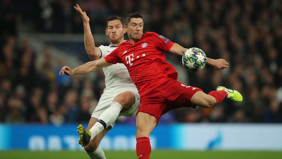 Robert Lewandowski in action for Bayern Munich against Tottenham