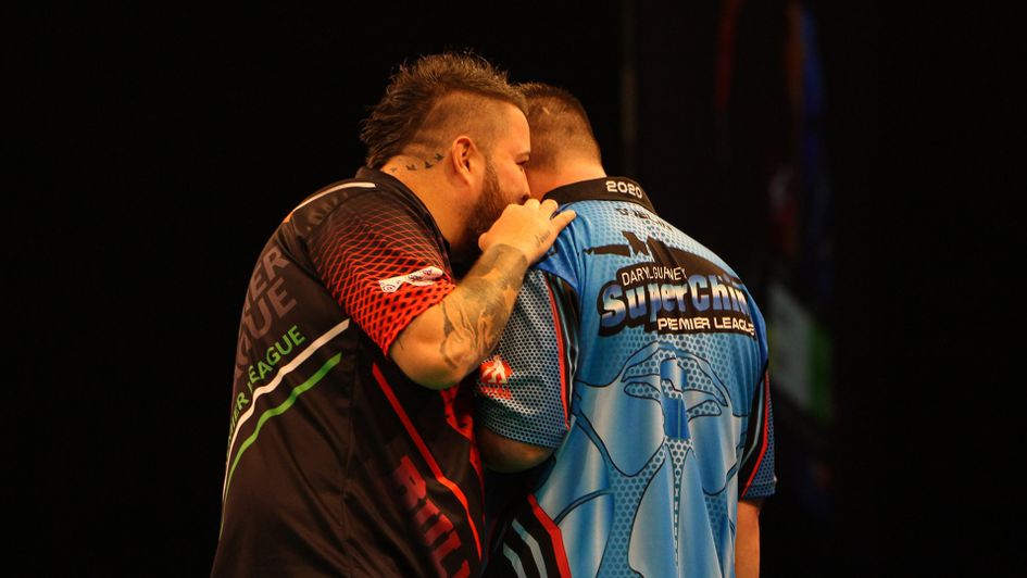 Michael Smith and Daryl Gurney (Picture: Lawrence Lustig/PDC)