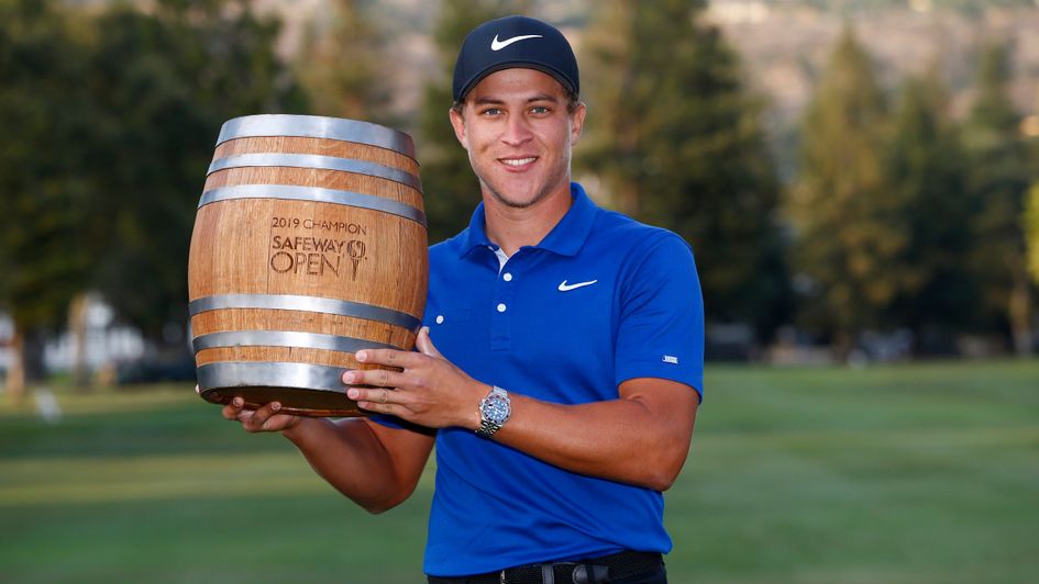 Cameron Champ: American golfer celebrates with the Safeway Open trophy