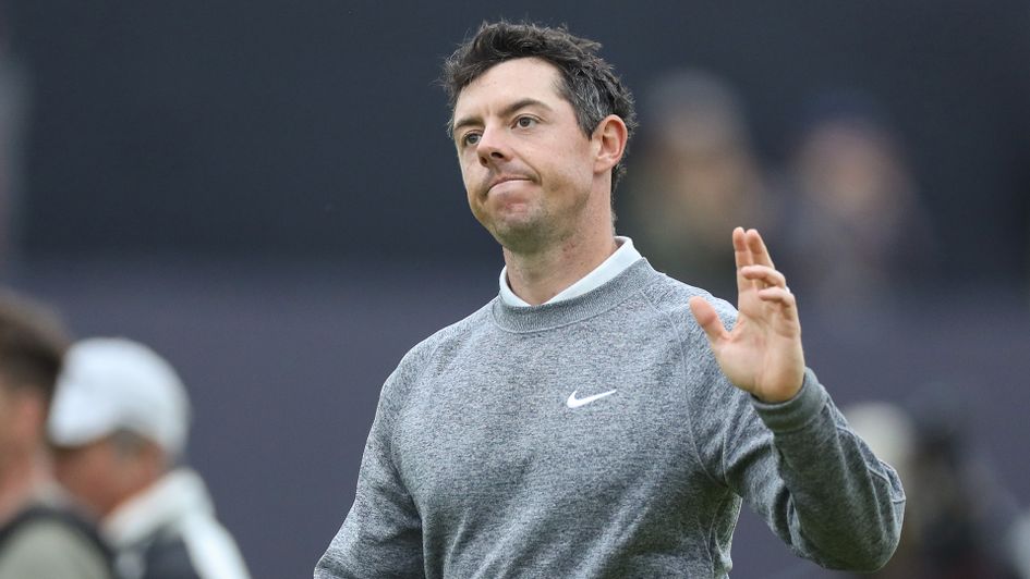 Rory McIlroy waves to the crowd