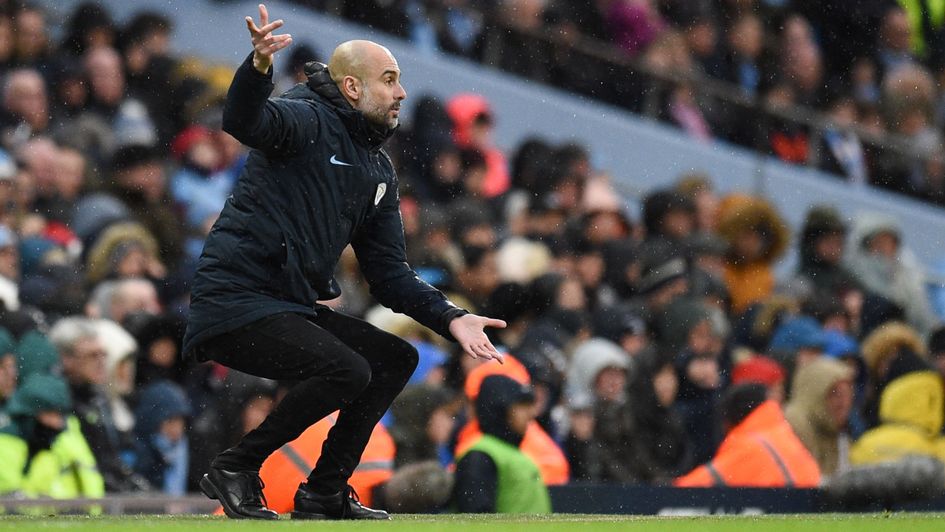 Pep Guardiola: The Man City boss gestures during their FA Cup win over Burnley