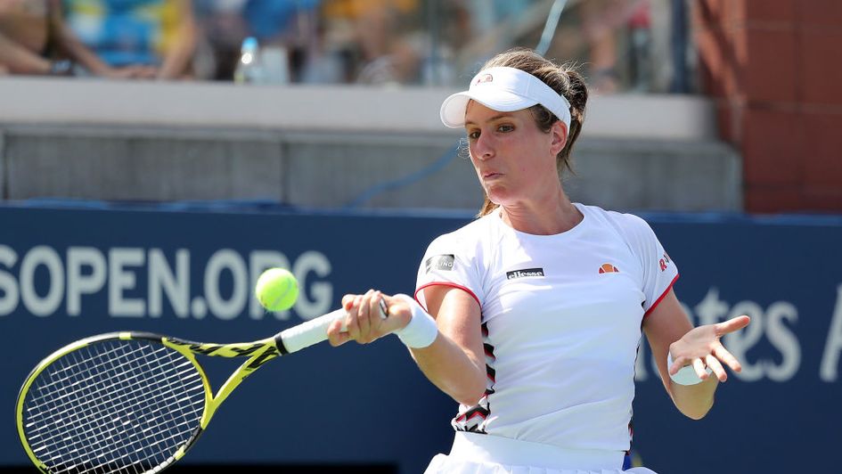 Jo Konta in action on day one of the US Open