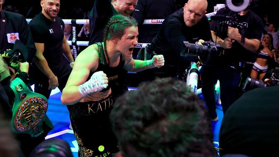 Katie Taylor celebrates