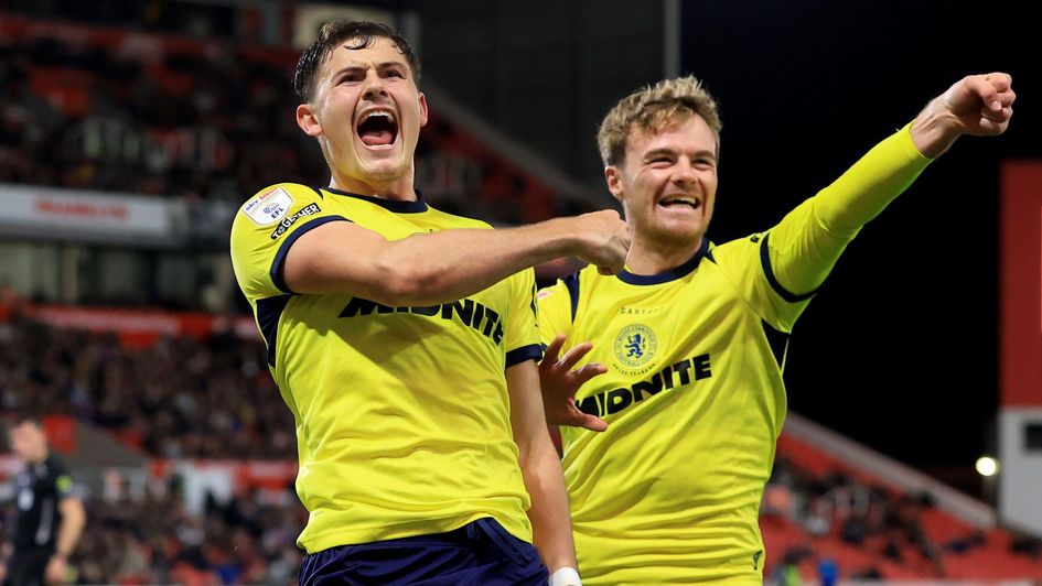 Middlesbrough's Will Lankshear (L) and Tommy Conway celebrate