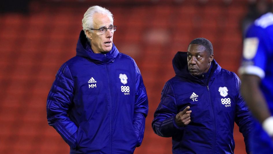 Cardiff manager Mick McCarthy and his assistant Terry Connor