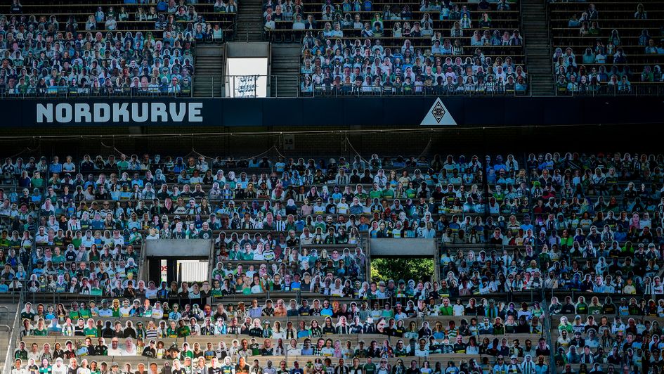 Cardboard cutouts of supporters at Borussia Monchengladbach