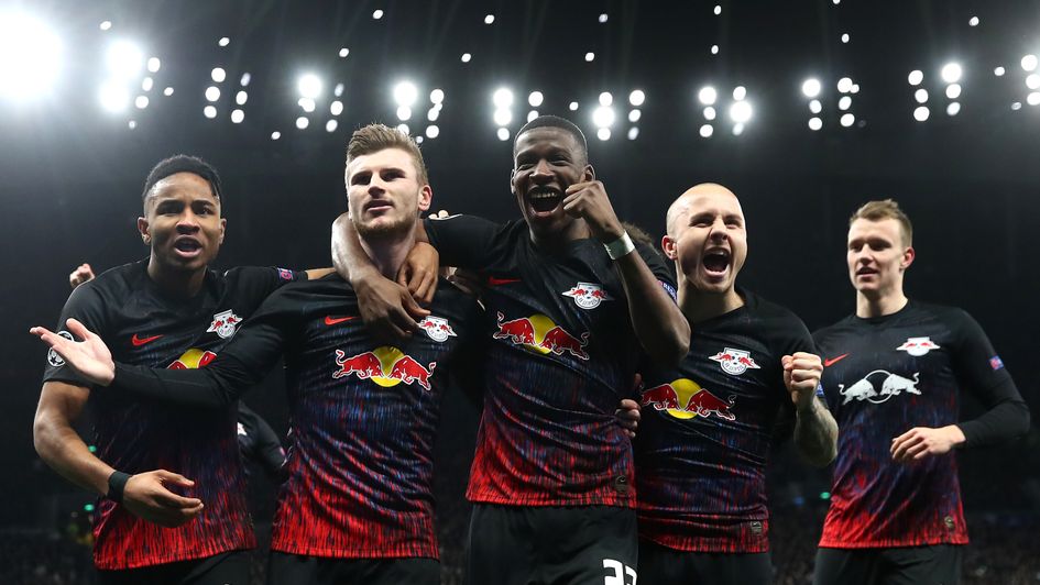 Timo Werner celebrates for RB Leipzig in the Champions League