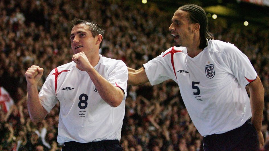 Frank Lampard and Rio Ferdinand during England's win over Poland in 2005