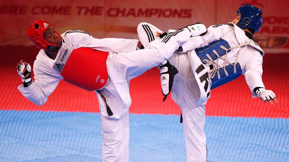 British taekwondo star Lutalo Muhammad (l)
