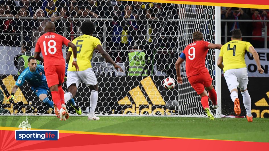 Harry Kane converts his penalty against Colombia
