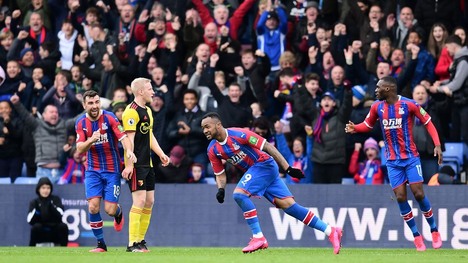 Jordan Ayew: Crystal Palace forward celebrates his goal against Watford