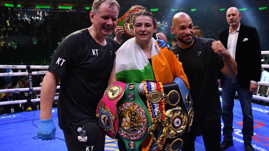 Katie Taylor with her belts