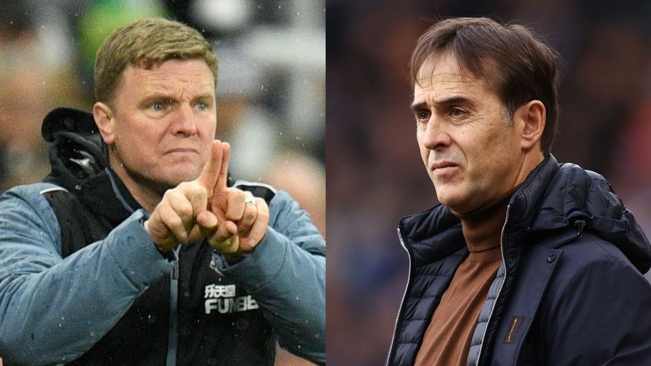 Newcastle boss Eddie Howe and Wolves head coach Julen Lopetegui