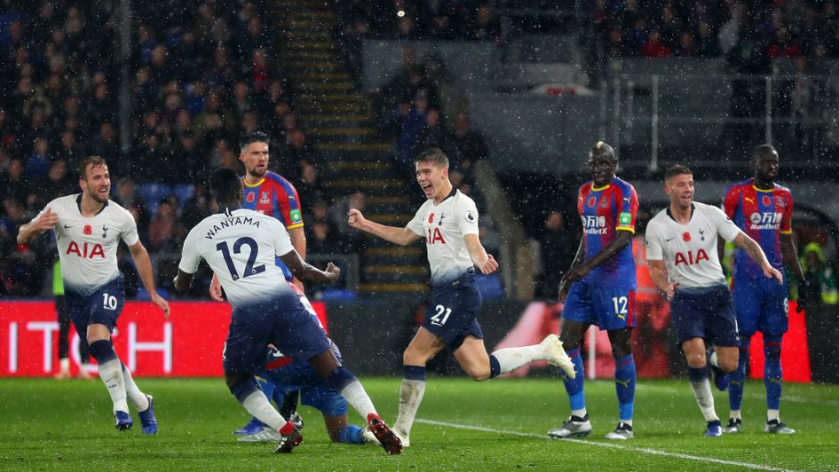 Tottenham's Juan Foyth celebrates his goal at Crystal Palace