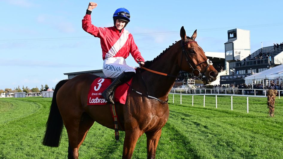 Rachael Blackmore celebrates on Envoi Allen