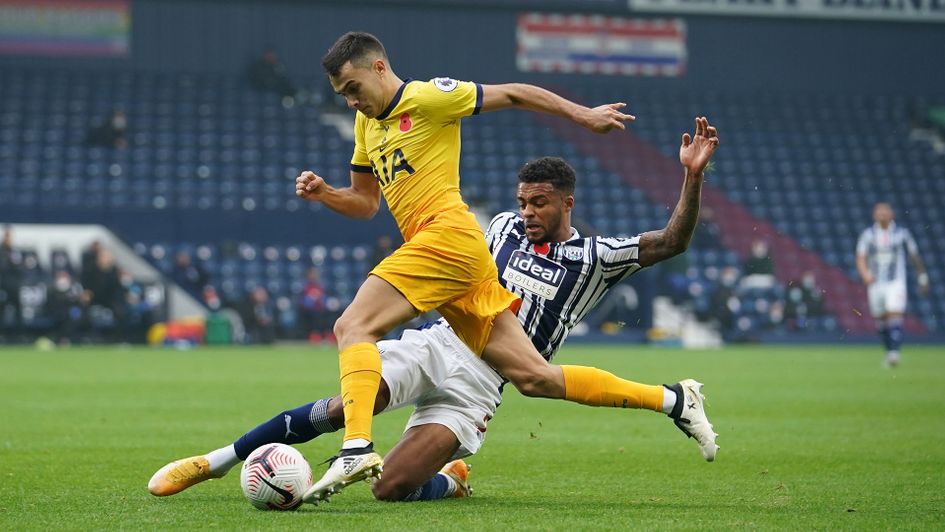 Sergio Reguilon drives forward for Tottenham
