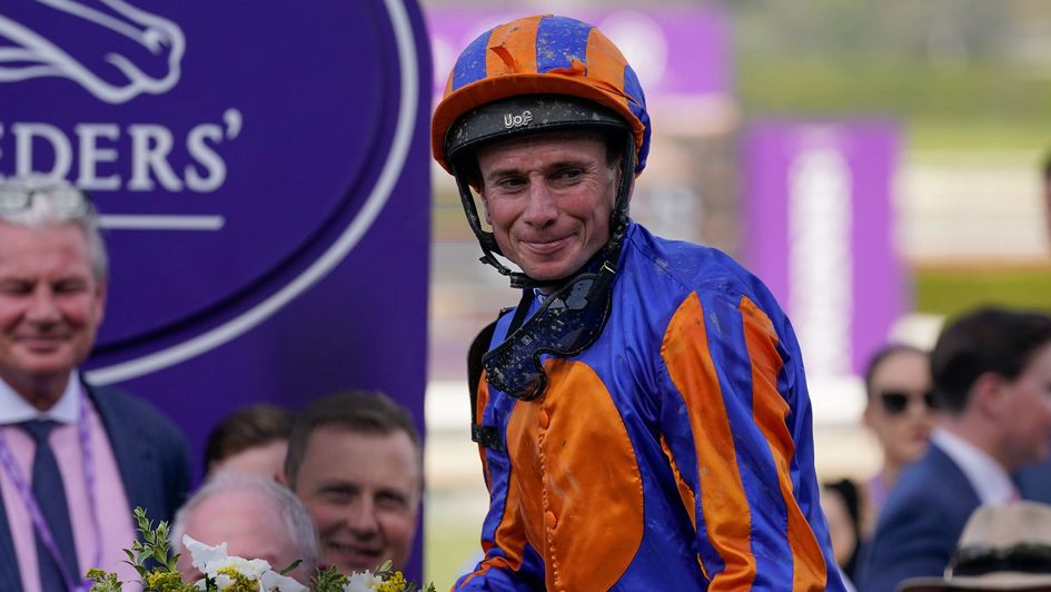 Ryan Moore is all smiles after winning on Auguste Rodin