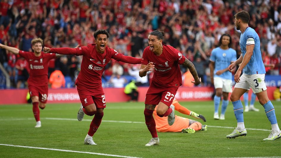 Darwin Nunez celebrates his goal against Manchester City