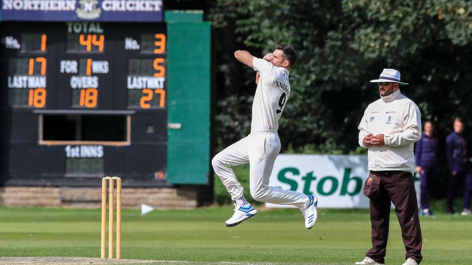 James Anderson in action for Lancashire's second XI
