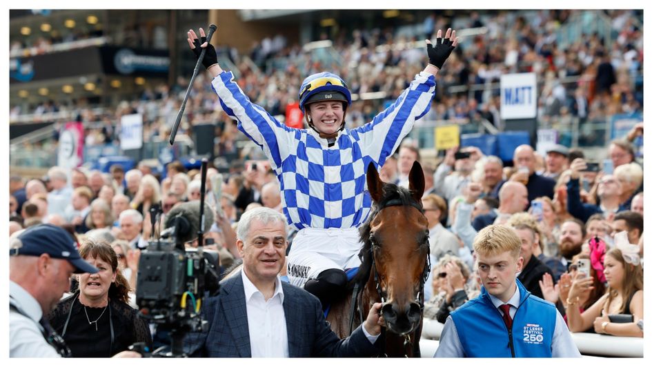 Saffie Osborne celebrates on Highwayman
