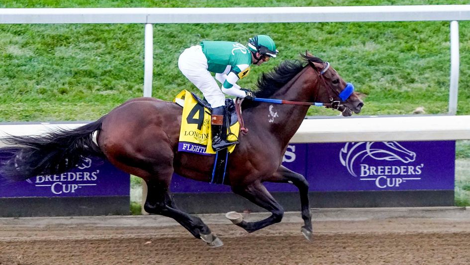 Flightline storms home at Keeneland (image courtesy of Breeders' Cup)