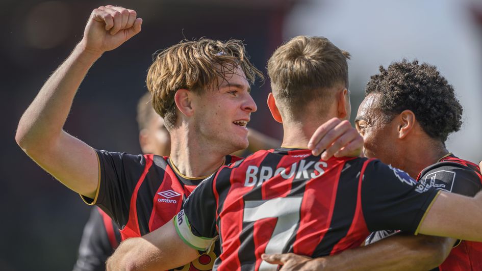 Bournemouth's Alex Scott (left) celebrates scoring