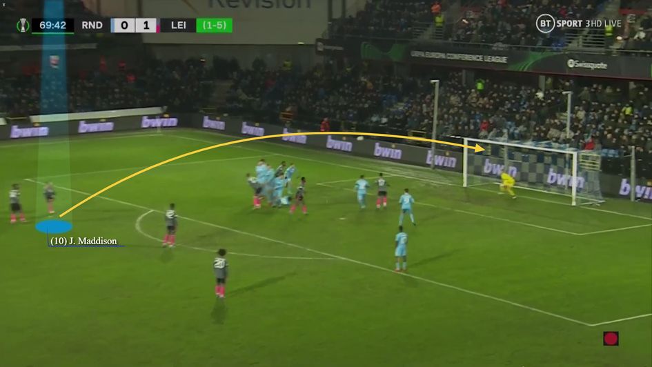 Magical free kick from range into the top corner